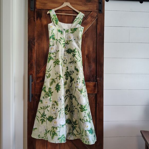 Lula Kate Dress Size 10 Green Floral Bridesmaid Gown Formal Prom Whimsy Fairy - Picture 5 of 12